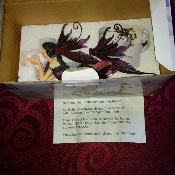 Dream Fairy Eolande w Metal Wings holding Rose Quartz Heart Germany READ - Picture 12 of 13